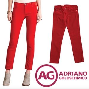 AG Jeans Anthropologie The Stevie Ankle Slim Straight Leg Cords Corduroy Red 28